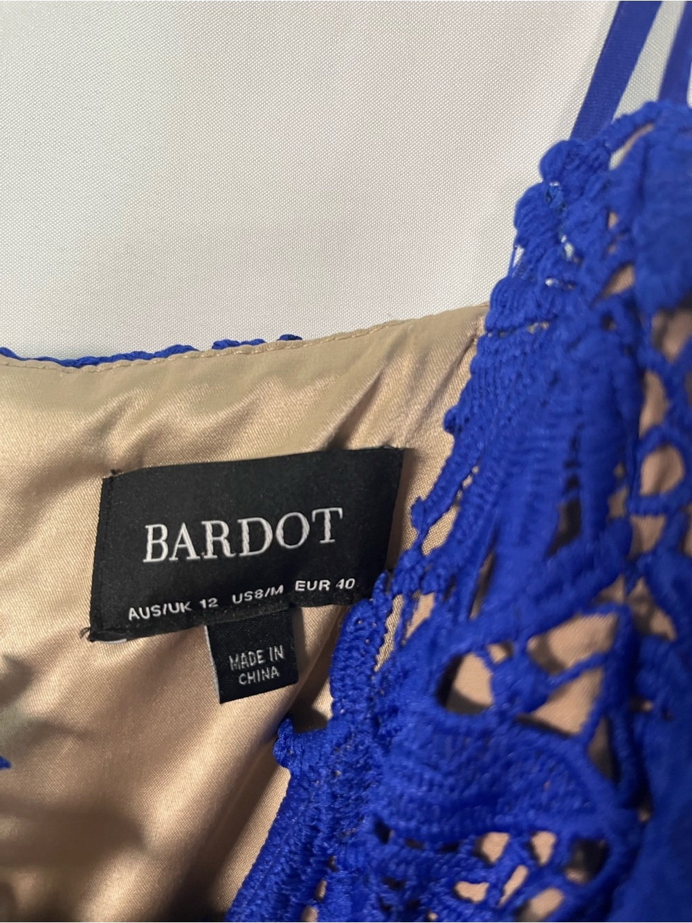 Bardot cobalt  blue Tayla overlay lace cocktail midi dress US SZ 8/M - Picture 6 of 10
